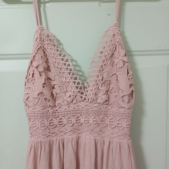 Revamped Dress Pink Lace Crochet Detail Summer Size L Midi Womens - Picture 5 of 11